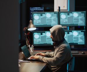 Programming thief breaking through cyber security server